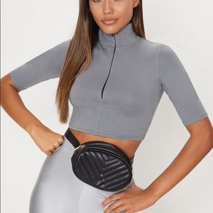 Black Chevron Quilted Bum Bag